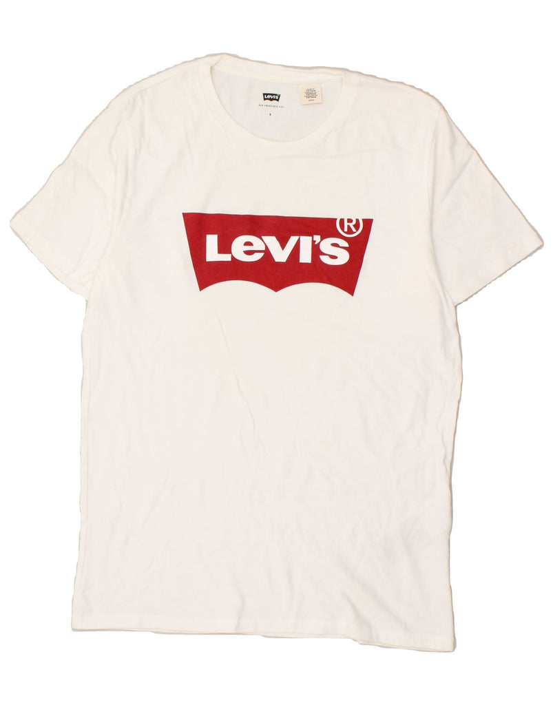 LEVI'S Mens Graphic T-Shirt Top Small Off White Cotton Vintage Levi's and Second-Hand Levi's from Messina Hembry 