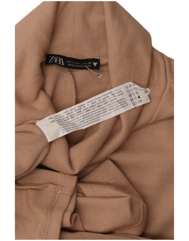 Zara Womens Shift Dress UK 16 Large Beige Cotton
