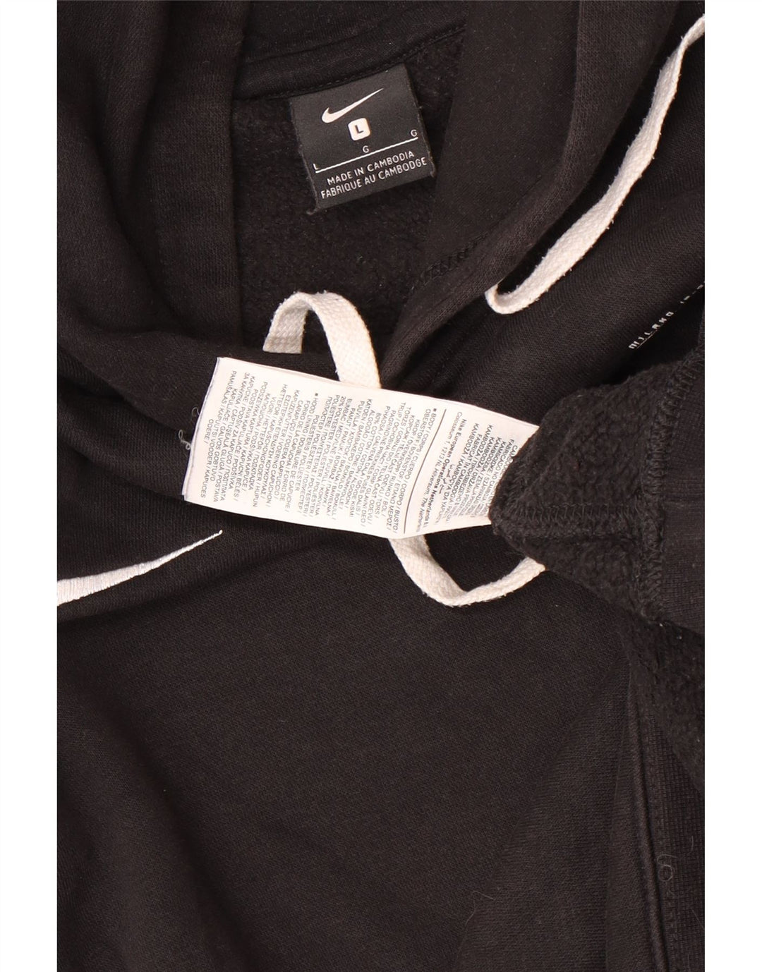 Nike Mens Graphic Hoodie Jumper Large Black Cotton