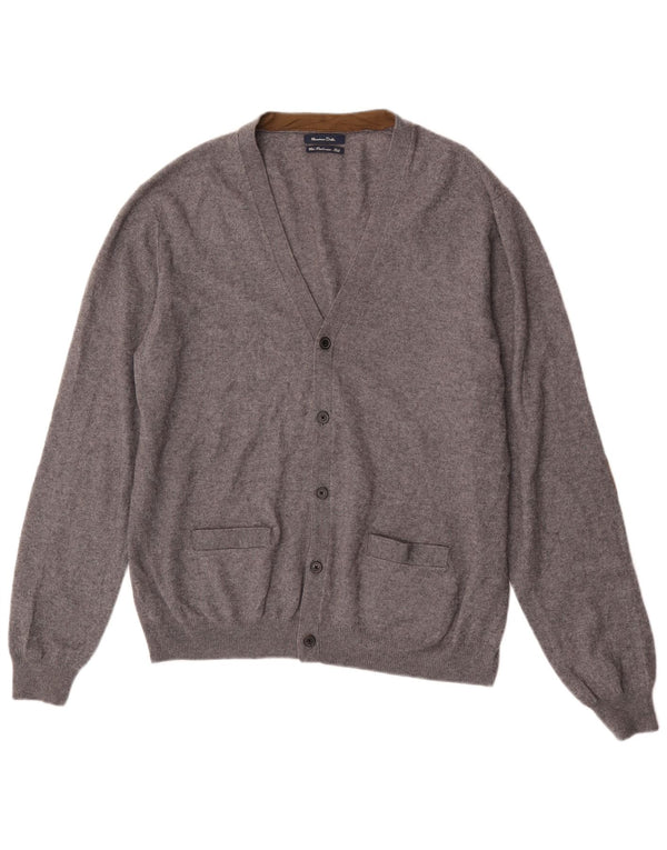 Massimo Dutti Mens Cardigan Sweater 2XL Grey Wool