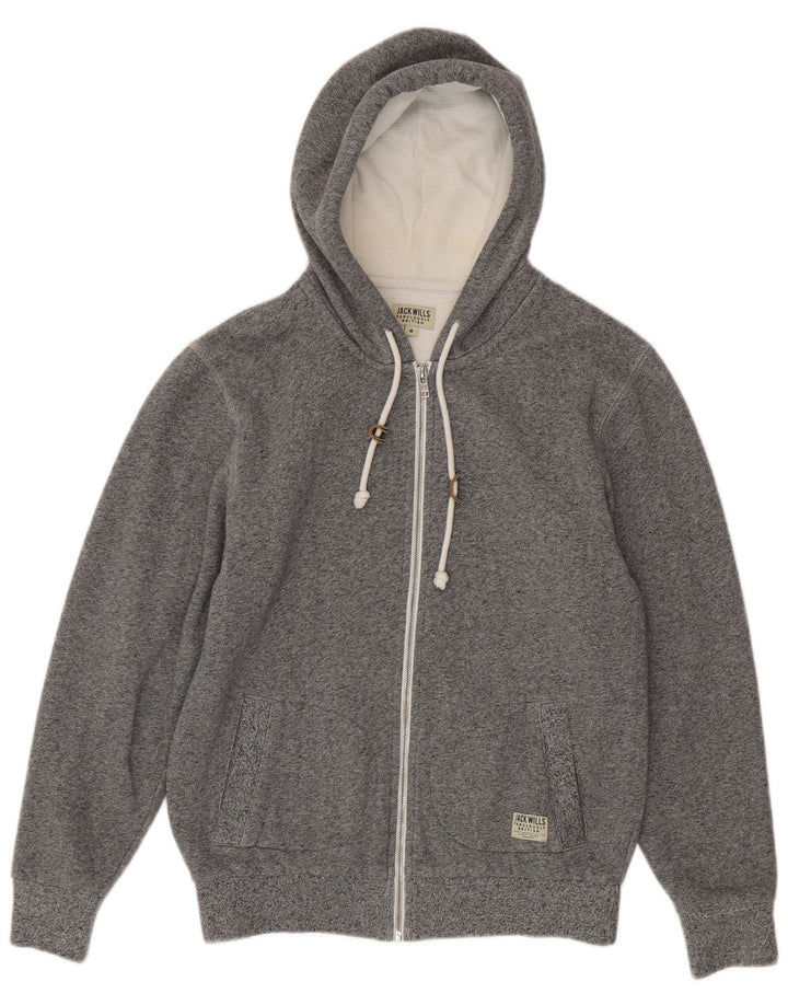 Jack Wills Mens Zip Hoodie Sweater Medium Grey Cotton