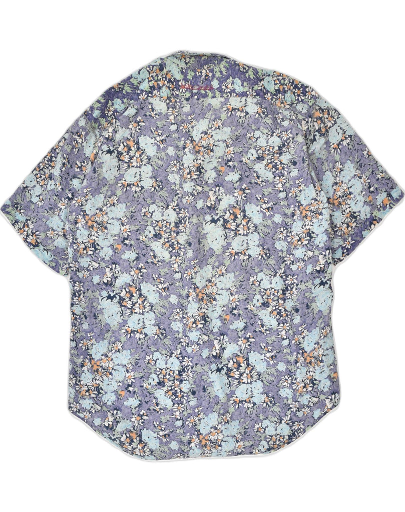 VINTAGE Womens Short Sleeve Shirt Blouse UK 18 XL Blue Floral | Vintage | Thrift | Second-Hand | Used Clothing | Messina Hembry 