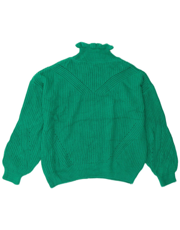 Topshop Womens Oversized Turtle Neck Jumper Sweater UK 6 XS  Green Acrylic