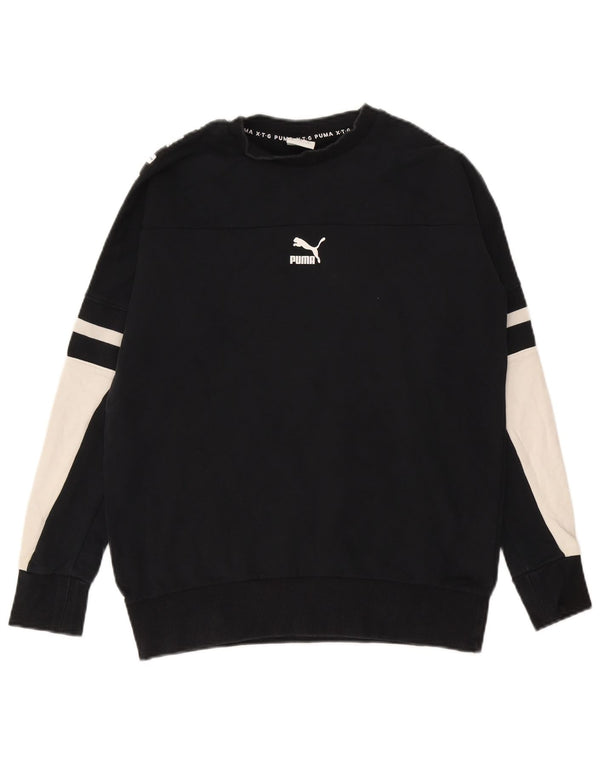 Puma Mens Graphic Sweatshirt Jumper Small Black Colourblock Cotton