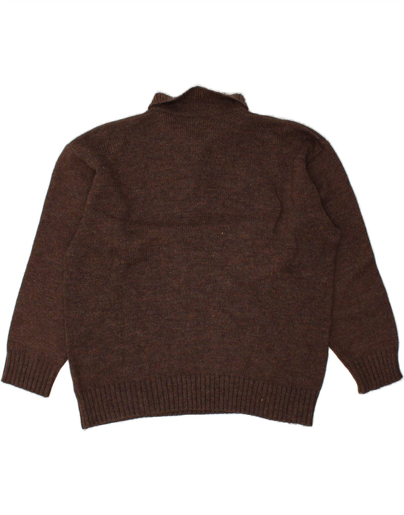 VINTAGE Mens Graphic Polo Neck Jumper Sweater Medium Brown | Vintage Vintage | Thrift | Second-Hand Vintage | Used Clothing | Messina Hembry 