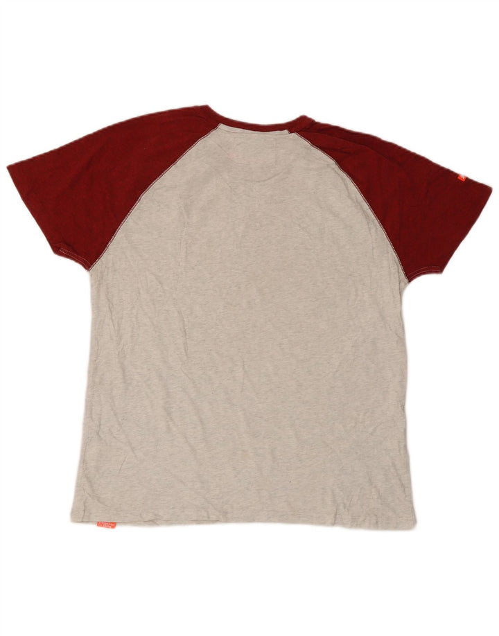 Superdry Mens T-Shirt Top XL Grey Colourblock Cotton