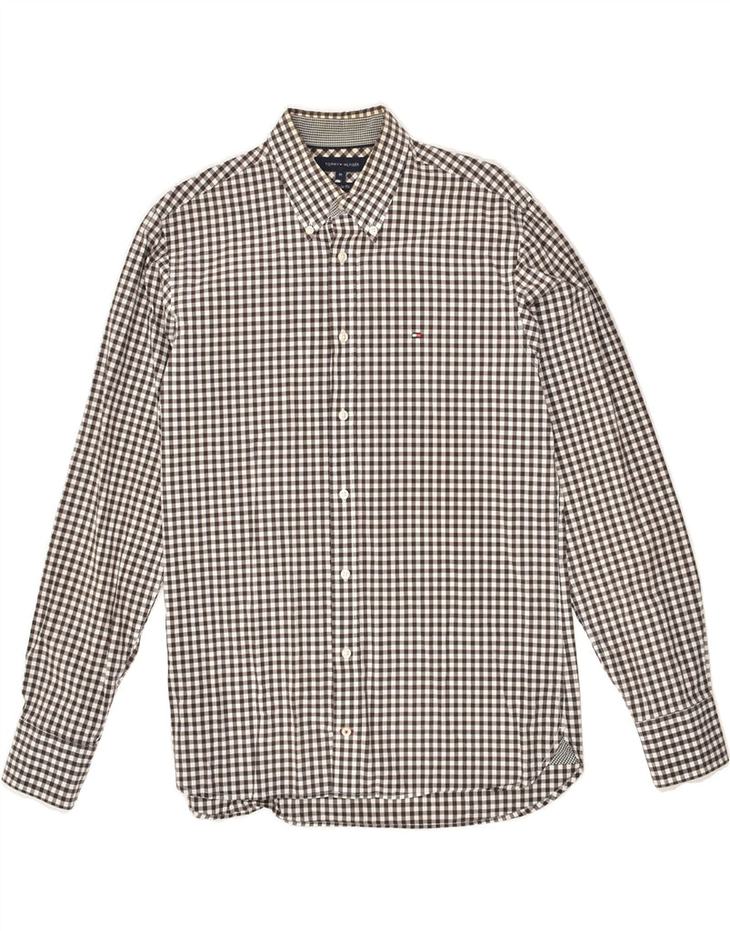 TOMMY HILFIGER Mens Regular Fit Shirt Medium Brown Gingham Cotton | Vintage Tommy Hilfiger | Thrift | Second-Hand Tommy Hilfiger | Used Clothing | Messina Hembry 