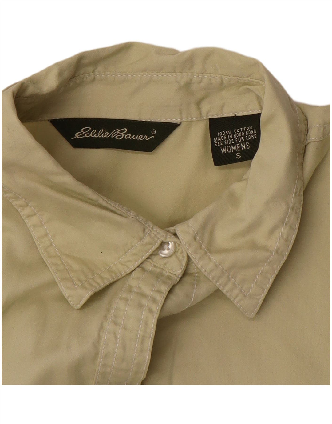 Eddie Bauer Womens Shirt UK 10 Small Beige Cotton