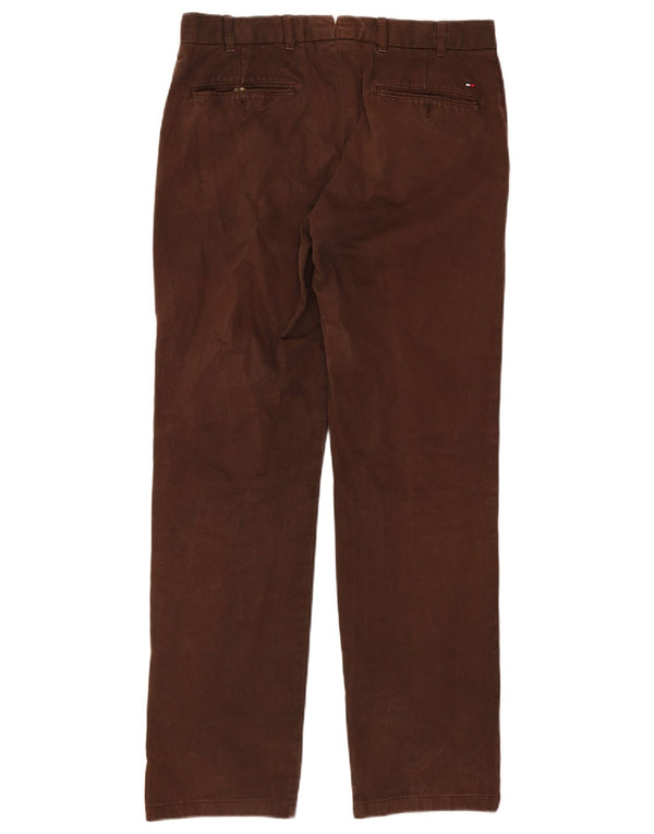 Tommy Hilfiger Mens Straight Chino Trousers W33 L34 Brown Cotton
