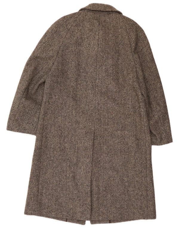 Crombie Mens Overcoat UK 36 Small Brown Herringbone New Wool