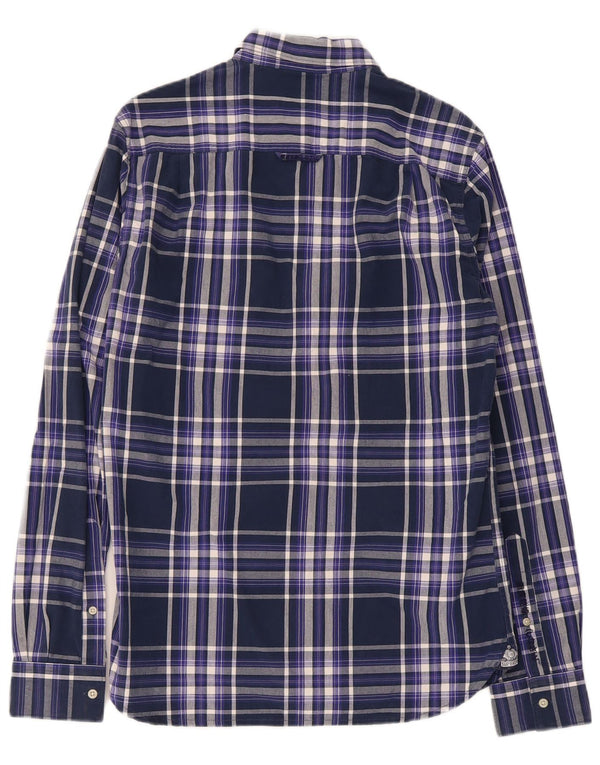 Superdry Mens Shirt Small Navy Blue Check Cotton