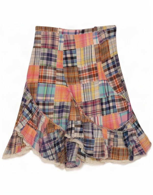 Vintage Womens Flared Skirt IT 42 Medium W29 Multicoloured Patchwork Cotton