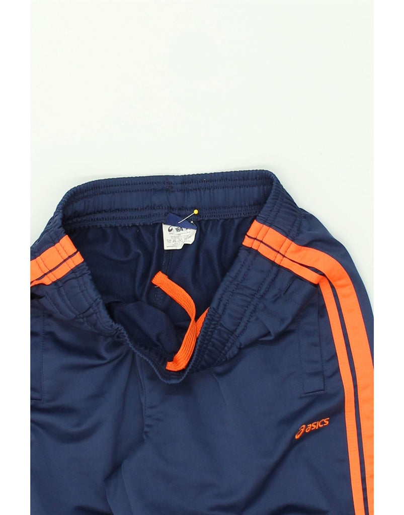 ASICS Boys Tracksuit Trousers 13-14 Years Navy Blue Polyester | Vintage Asics | Thrift | Second-Hand Asics | Used Clothing | Messina Hembry 