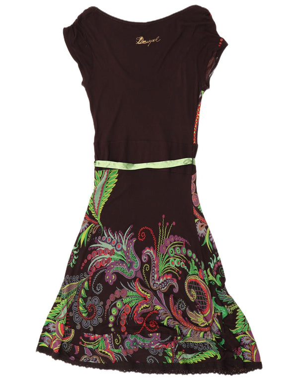 Desigual Womens Graphic A-Line Dress UK 14 Large Black Paisley Viscose