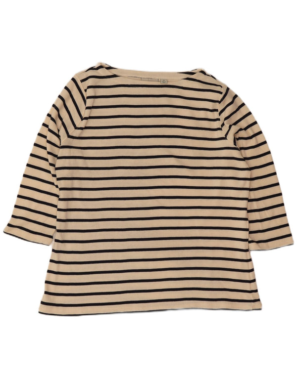 L.L.Bean Womens Top 3/4 Sleeve UK 18 XL Off White Striped Cotton Nautical