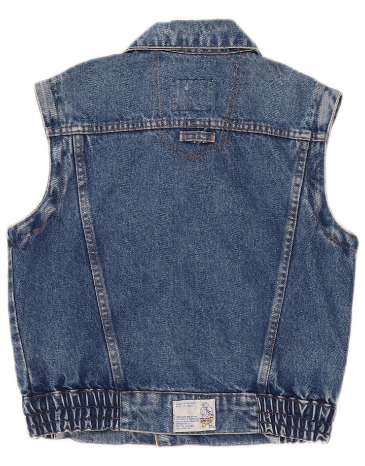 POP 84 Womens Crop Denim Gilet UK 2 2XS Blue