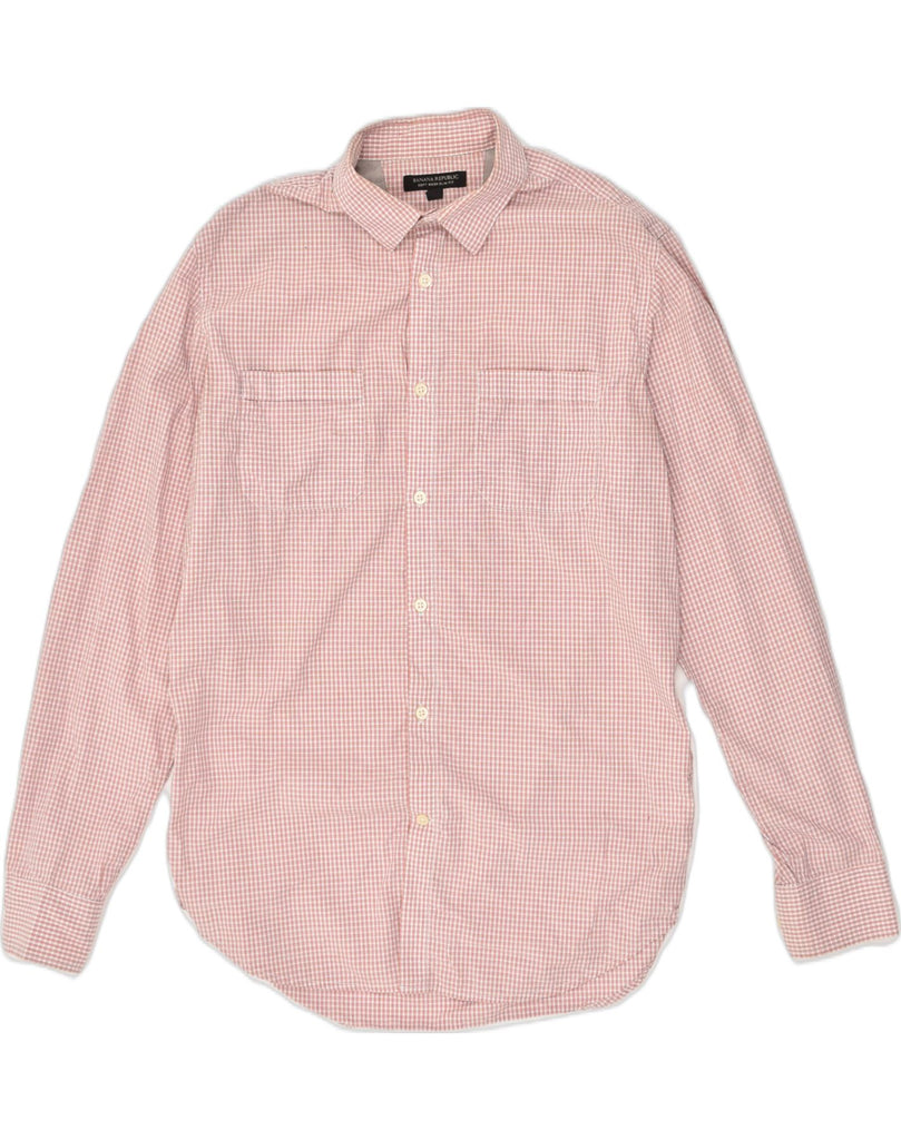 BANANA REPUBLIC Mens Slim Fit Shirt Medium Pink Check Cotton | Vintage Banana Republic | Thrift | Second-Hand Banana Republic | Used Clothing | Messina Hembry 