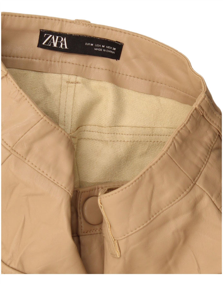 Zara Womens Faux Leather Skirt Medium W28 Beige