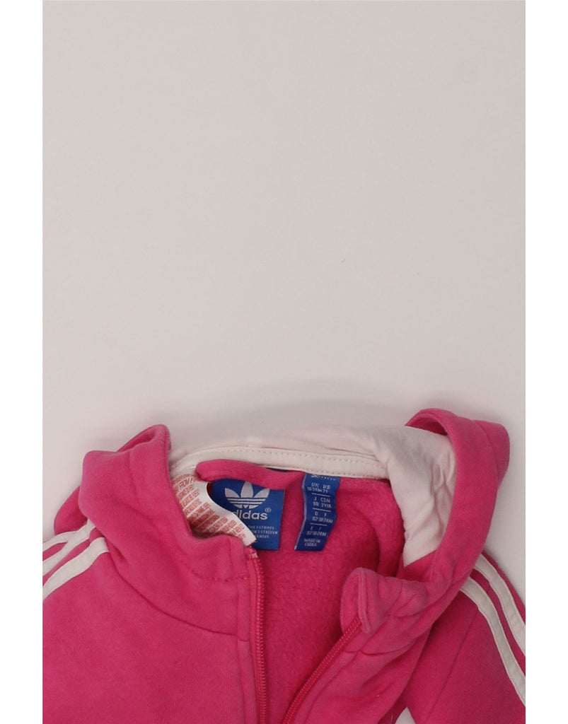 ADIDAS Baby Girls Graphic Zip Hoodie Sweater 18-24 Months Pink Cotton | Vintage Adidas | Thrift | Second-Hand Adidas | Used Clothing | Messina Hembry 