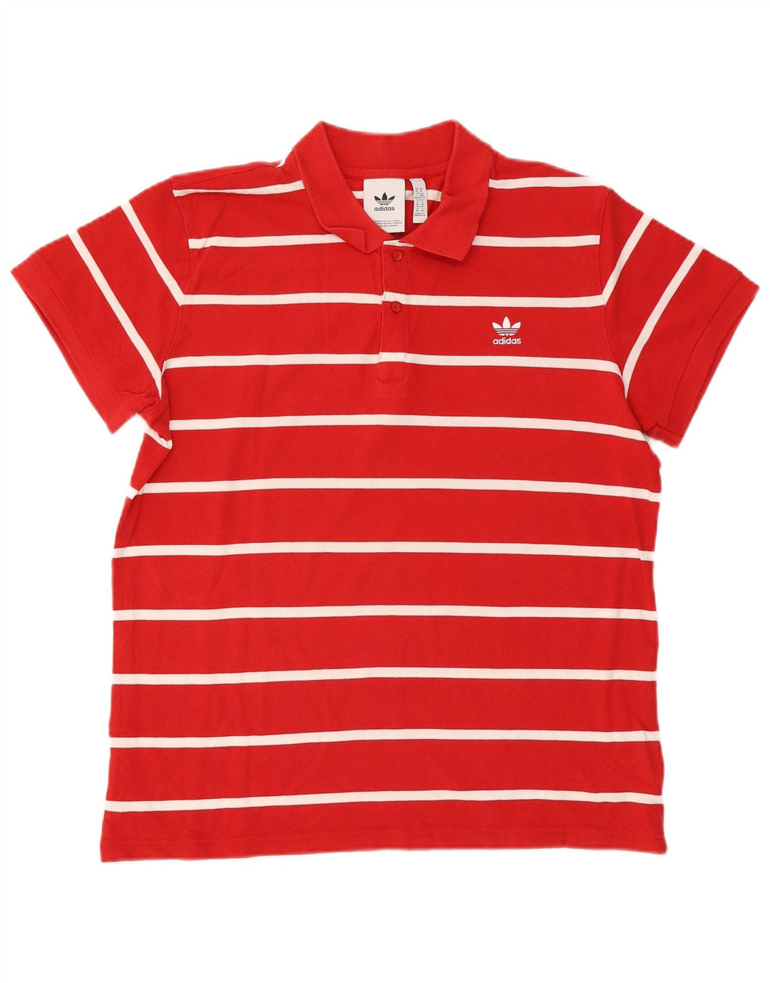 Adidas Mens Polo Shirt XL Red Striped Cotton