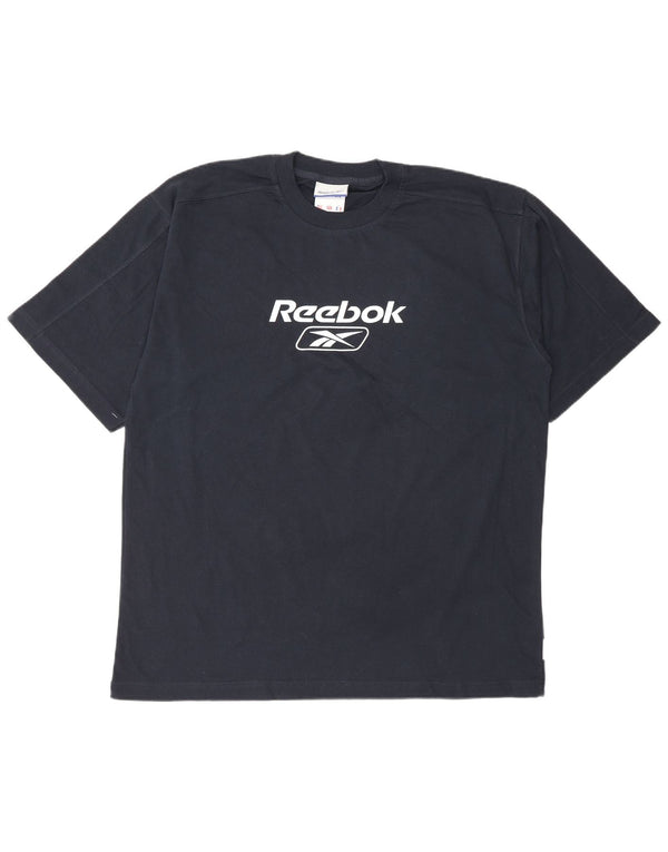 Reebok Mens Graphic T-Shirt Top Large Navy Blue Cotton