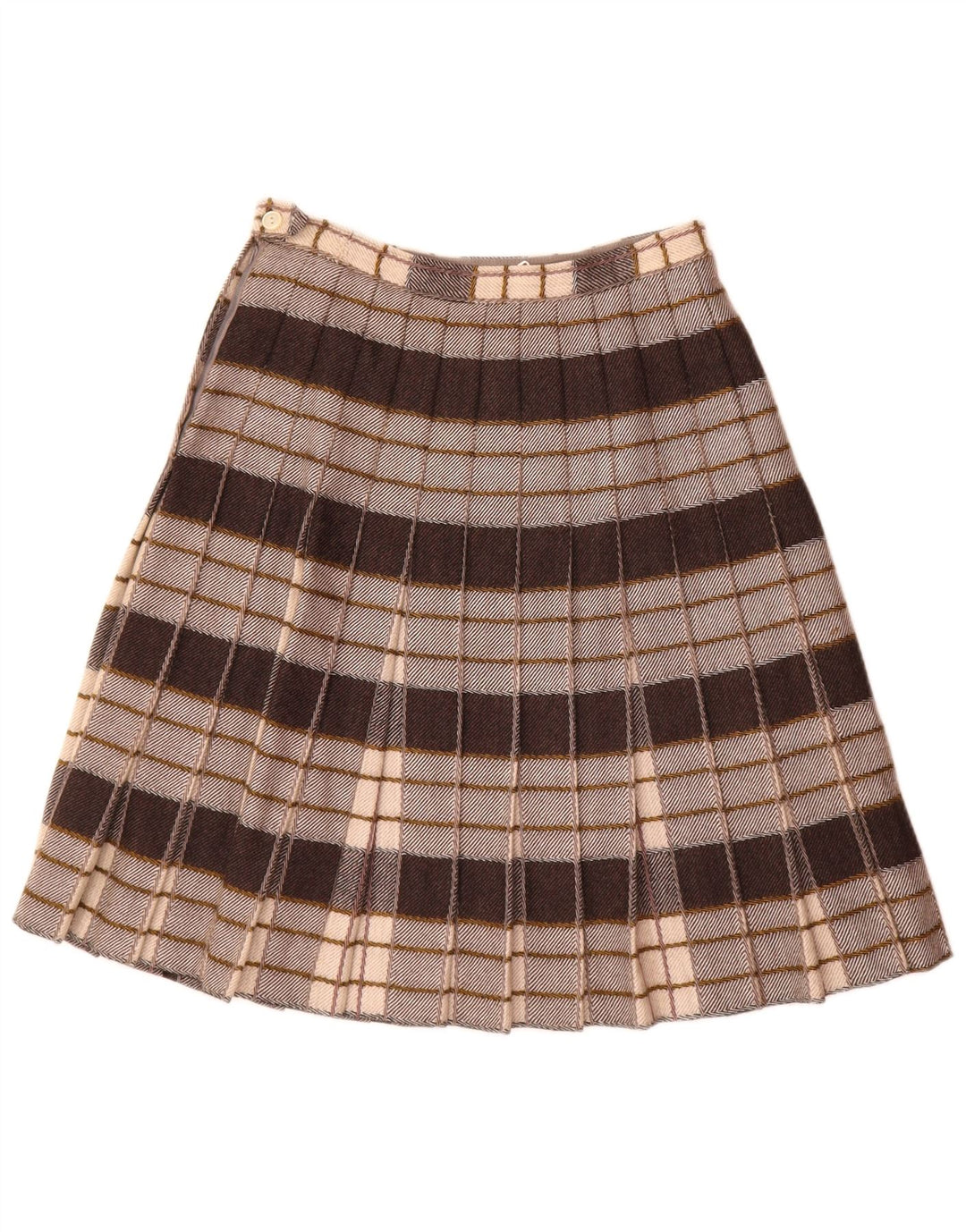 Vintage Womens Pleated A-Line Skirt W26 Small Grey Plaid
