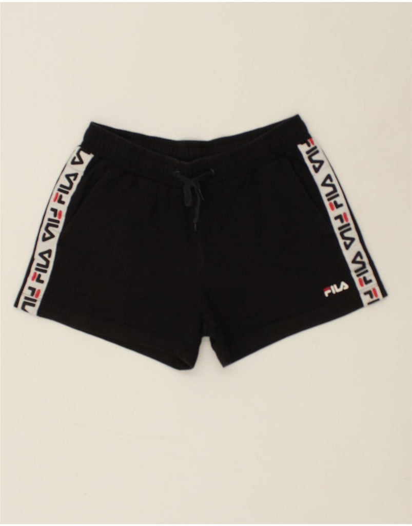 FILA Womens Graphic Sport Shorts UK 6 XS Black | Vintage Fila | Thrift | Second-Hand Fila | Used Clothing | Messina Hembry 