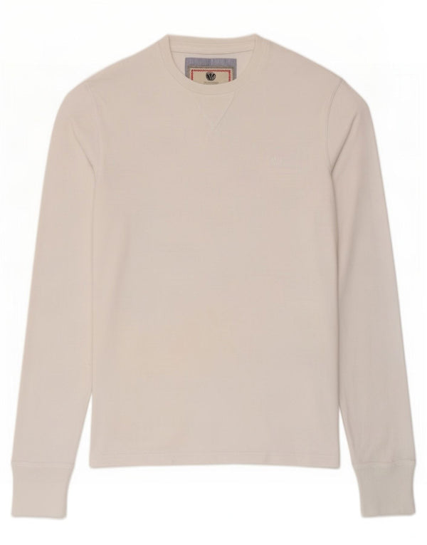 Fat Face Mens Top Long Sleeve Small White Cotton
