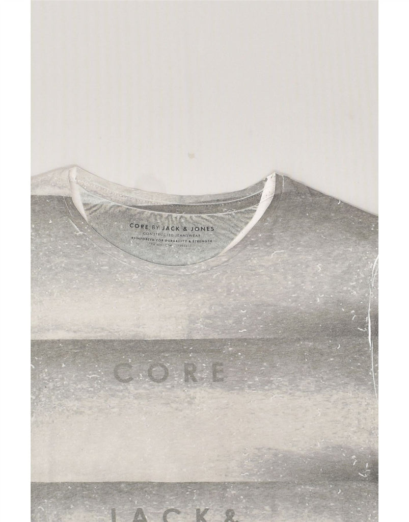 JACK & JONES Mens Graphic T-Shirt Top Medium Grey Colourblock Polyester | Vintage Jack & Jones | Thrift | Second-Hand Jack & Jones | Used Clothing | Messina Hembry 