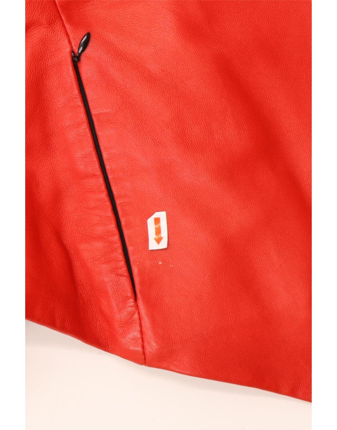 VINTAGE Womens Asymetric Hooded Leather Jacket UK 16 Large Red Leather