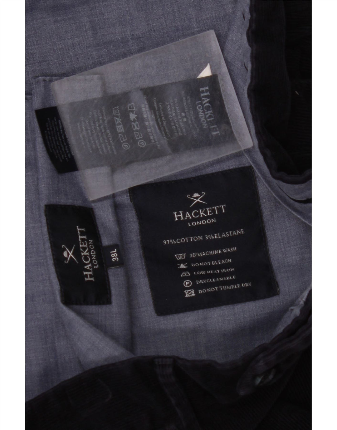 HACKETT Mens Straight Corduroy Trousers W38 L30 Navy Blue Cotton