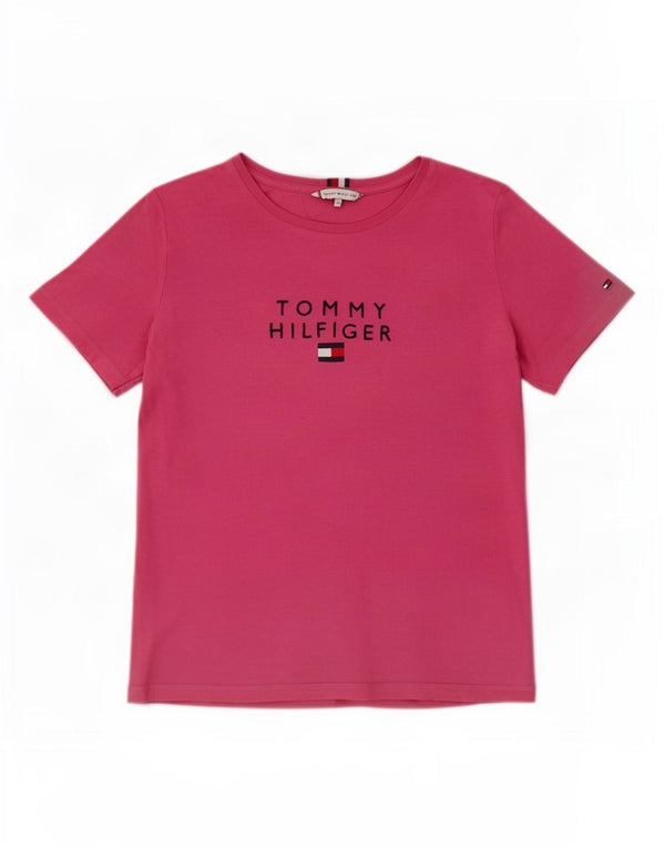 Tommy Hilfiger Womens Graphic T-Shirt Top UK 14 Medium Pink