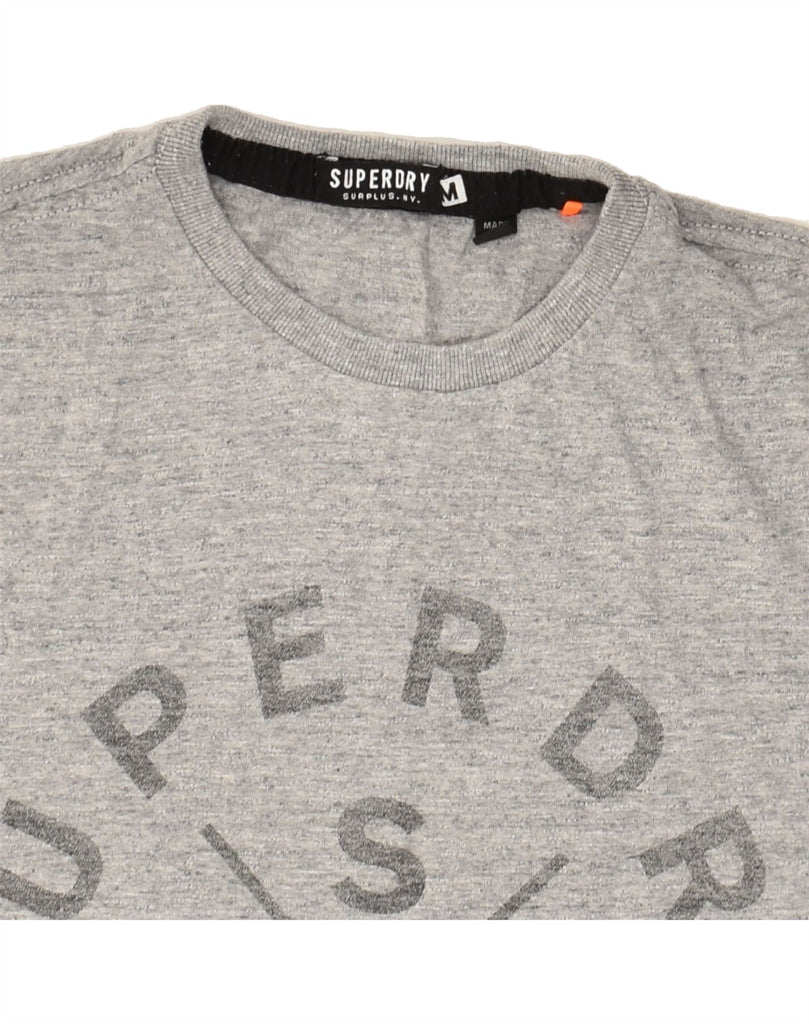 SUPERDRY Mens Graphic Top Long Sleeve Medium Grey Flecked Cotton | Vintage Superdry | Thrift | Second-Hand Superdry | Used Clothing | Messina Hembry 