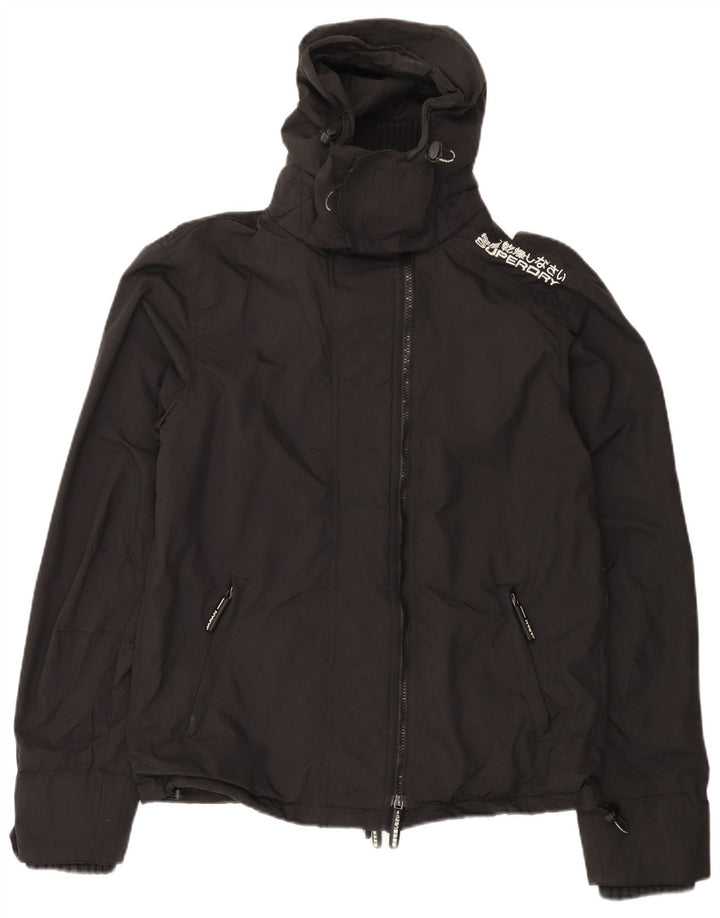 Superdry Mens Hooded Rain Jacket UK 40 Large Black Nylon