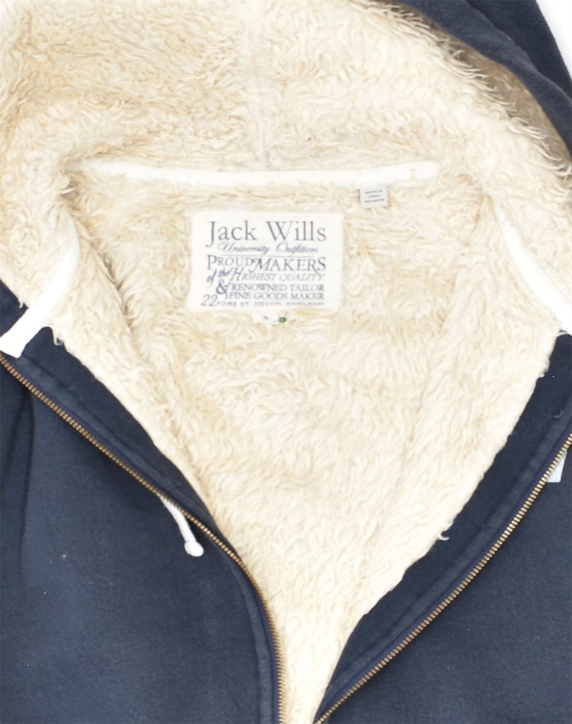 JACK WILLS Mens Graphic Zip Hoodie Sweater Small Navy Blue Cotton | Vintage Jack Wills | Thrift | Second-Hand Jack Wills | Used Clothing | Messina Hembry 