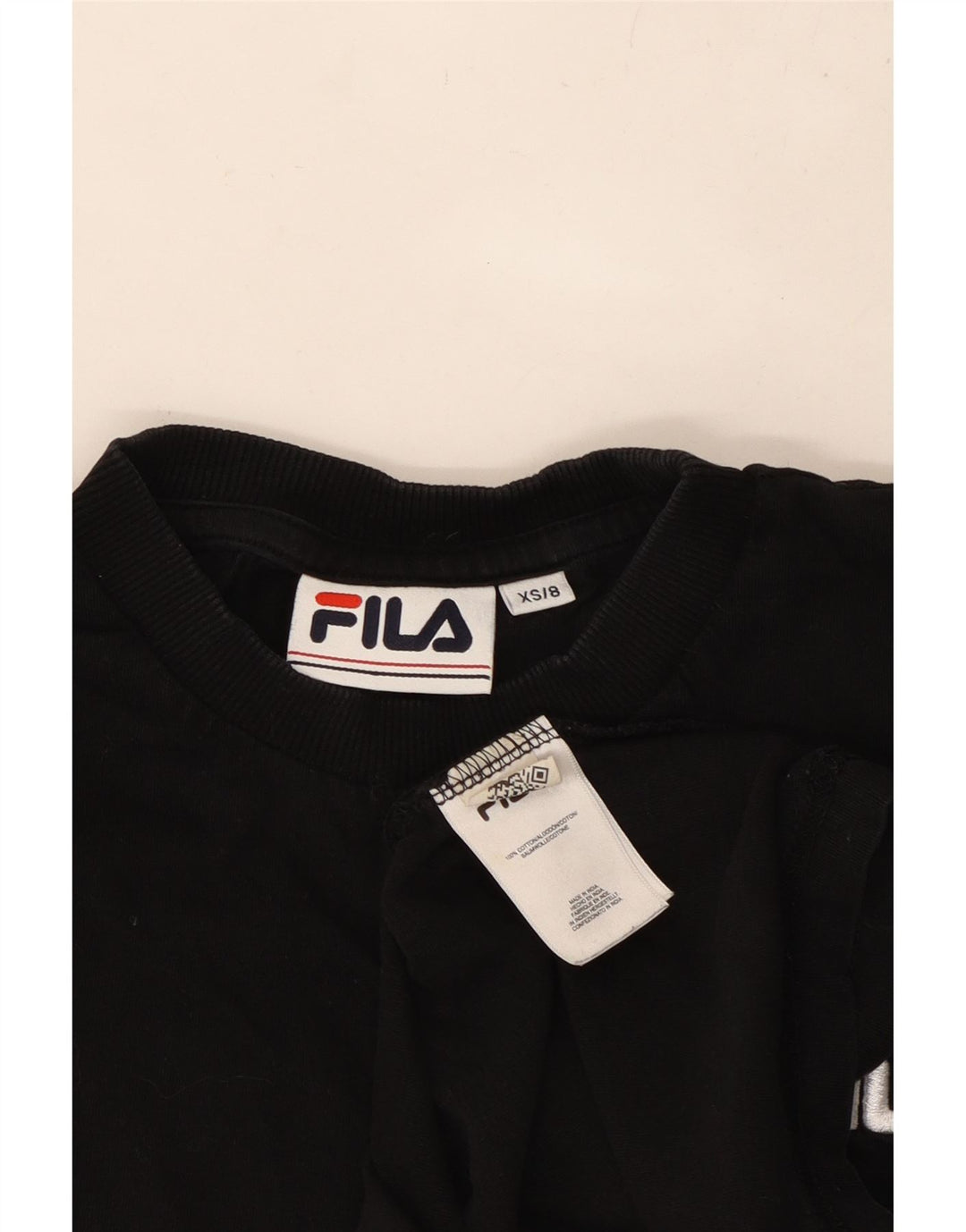 FILA Womens T-Shirt Top UK 6 XS Black Cotton