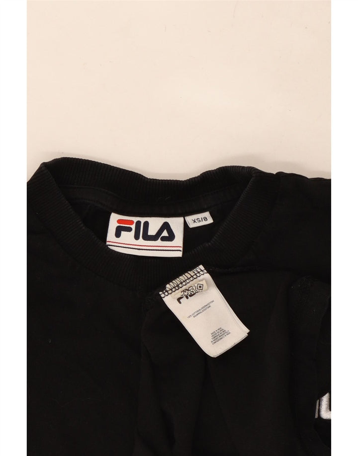 FILA Womens T-Shirt Top UK 6 XS Black Cotton