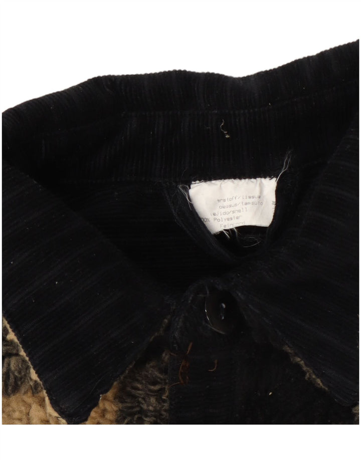 Vintage Mens Fleece Jacket UK 42 XL Black Gingham Polyester