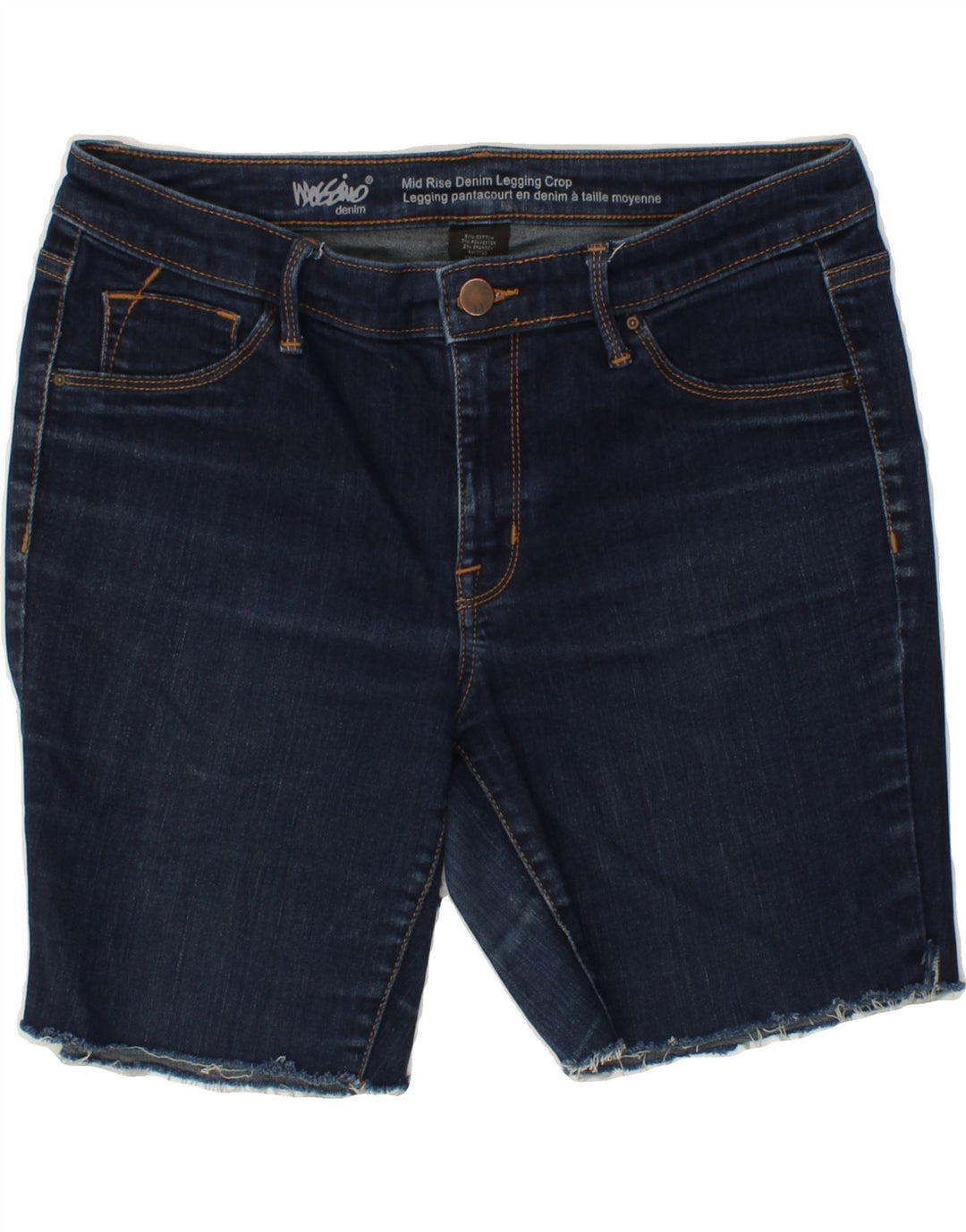 MOSSIMO Womens Mid Rise Denim Shorts US 10 Large W27 Navy Blue Cotton Vintage Mossimo and Second-Hand Mossimo from Messina Hembry 