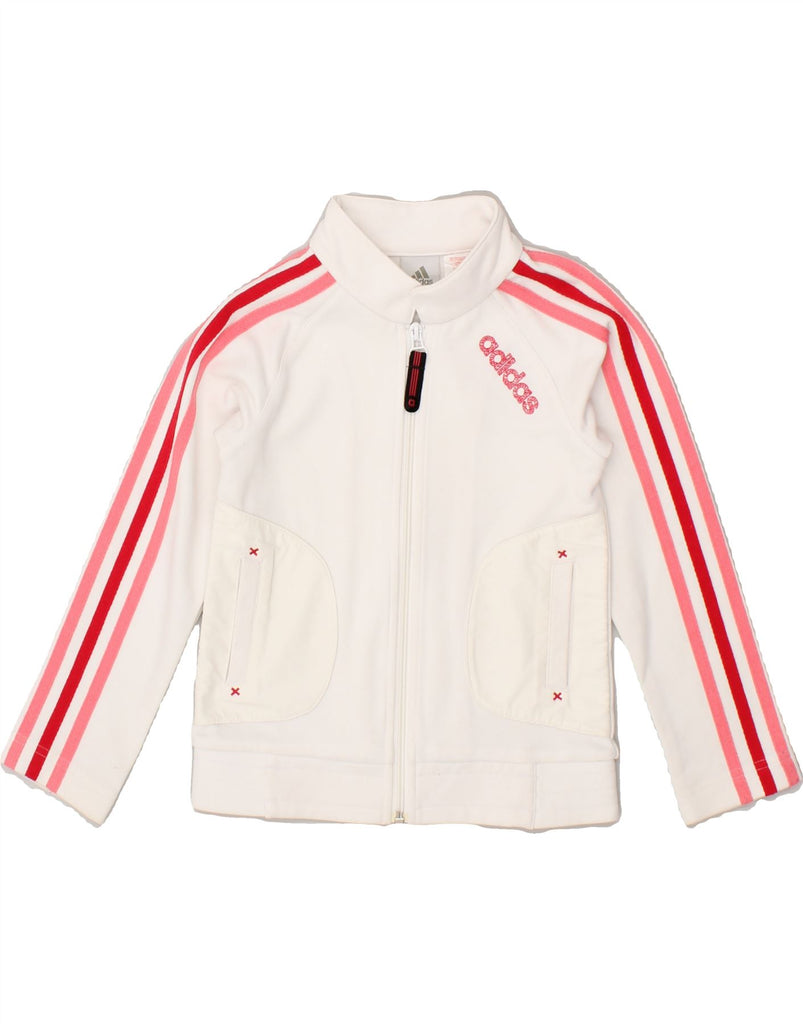 ADIDAS Girls Tracksuit Top Jacket 5-6 Years White Cotton | Vintage Adidas | Thrift | Second-Hand Adidas | Used Clothing | Messina Hembry 