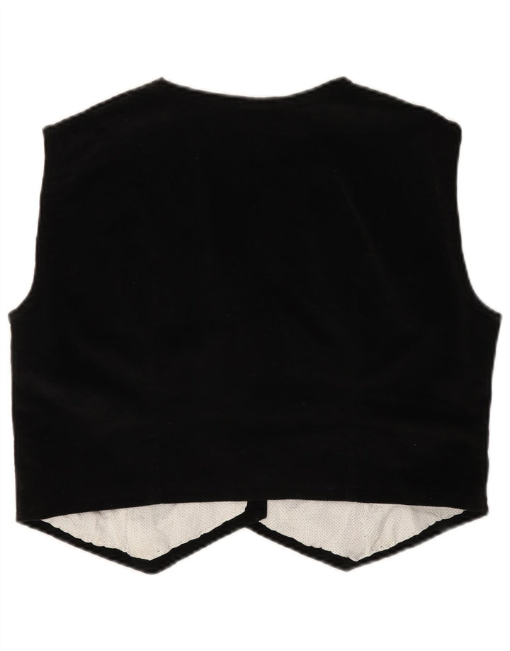 VINTAGE Womens Waistcoat UK 10 Small Black