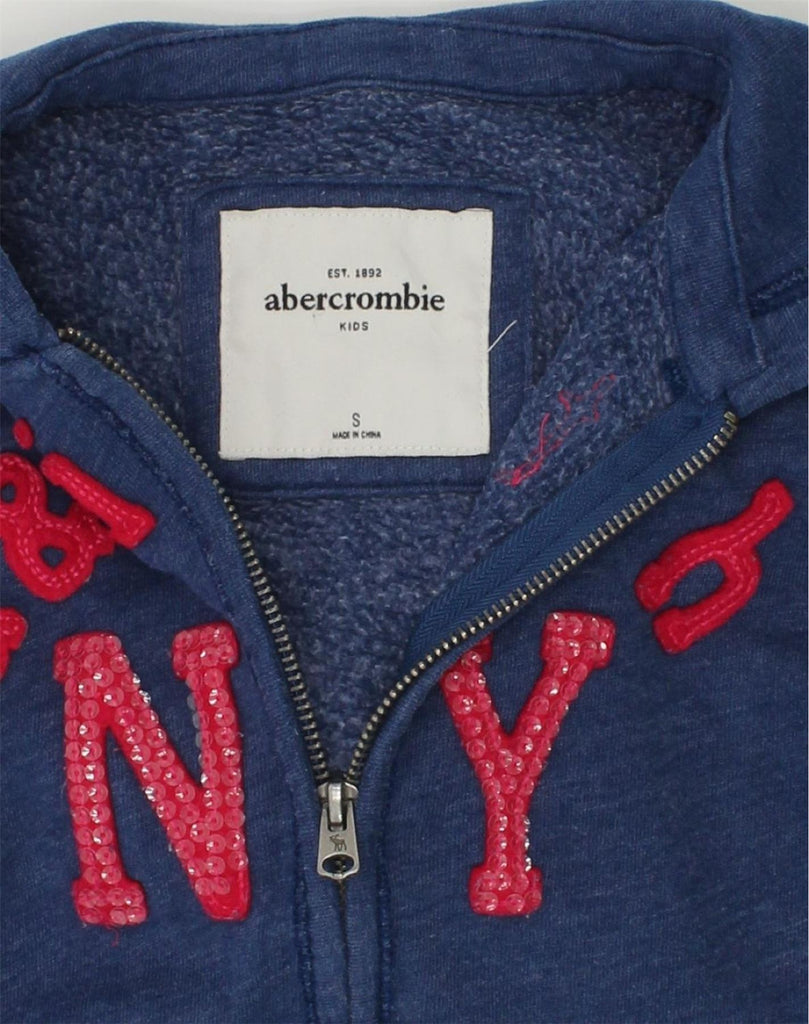 ABERCROMBIE & FITCH Girls Zip Hoodie Sweater 7-8 Years Small  Navy Blue | Vintage Abercrombie & Fitch | Thrift | Second-Hand Abercrombie & Fitch | Used Clothing | Messina Hembry 