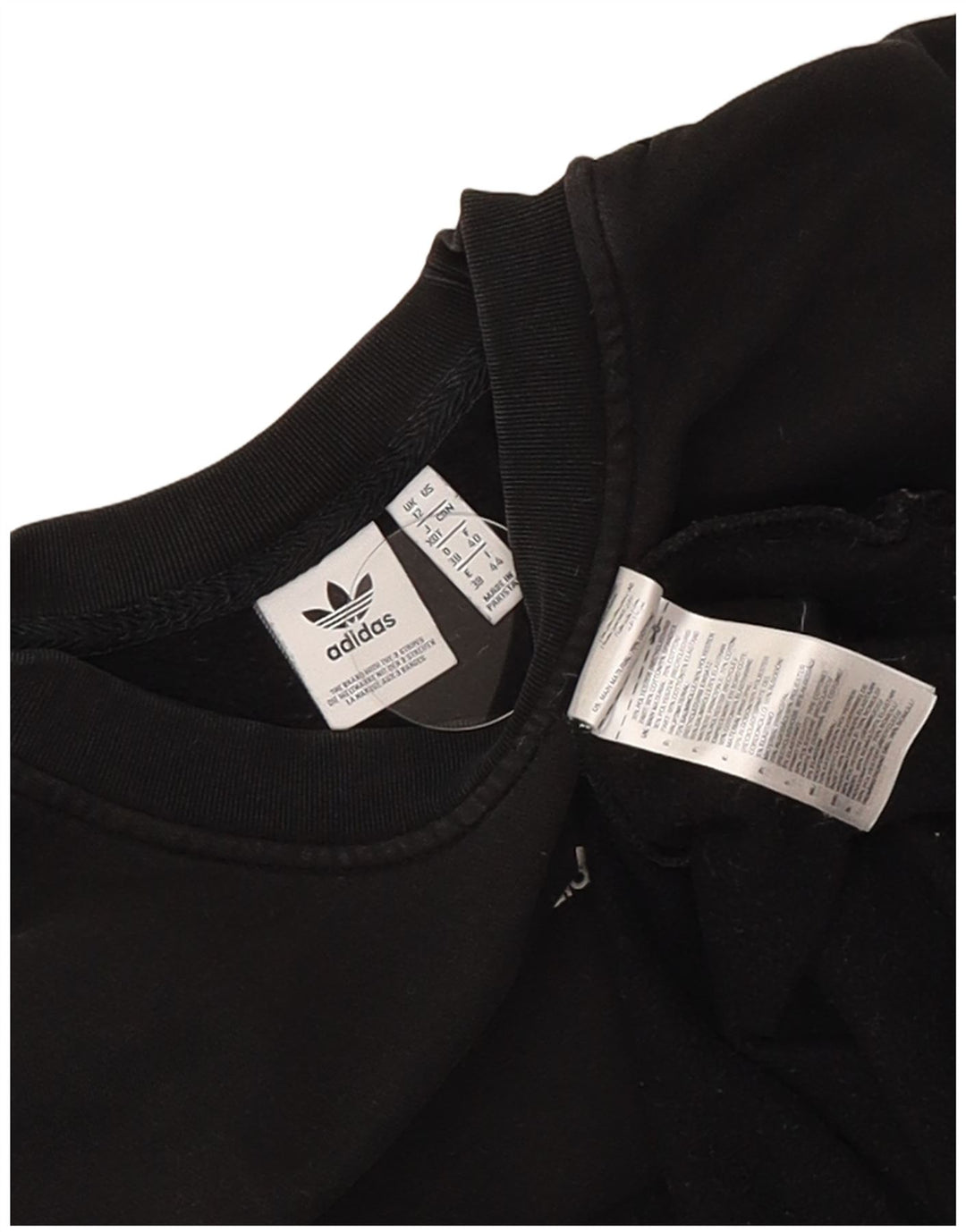 Adidas Womens Longline Graphic Sweatshirt Jumper UK 12 Medium Black Cotton