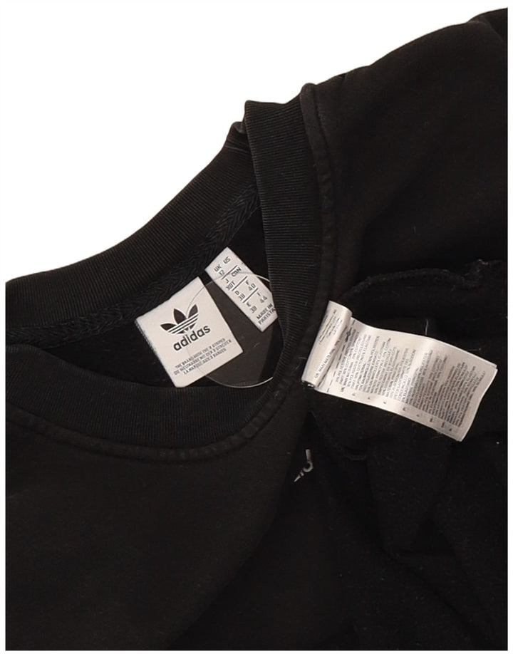 Adidas Womens Longline Graphic Sweatshirt Jumper UK 12 Medium Black Cotton