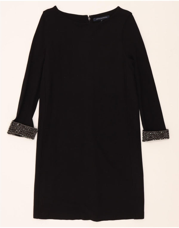French Connection Womens Long Sleeve Shift Dress UK 12 Medium Black Viscose