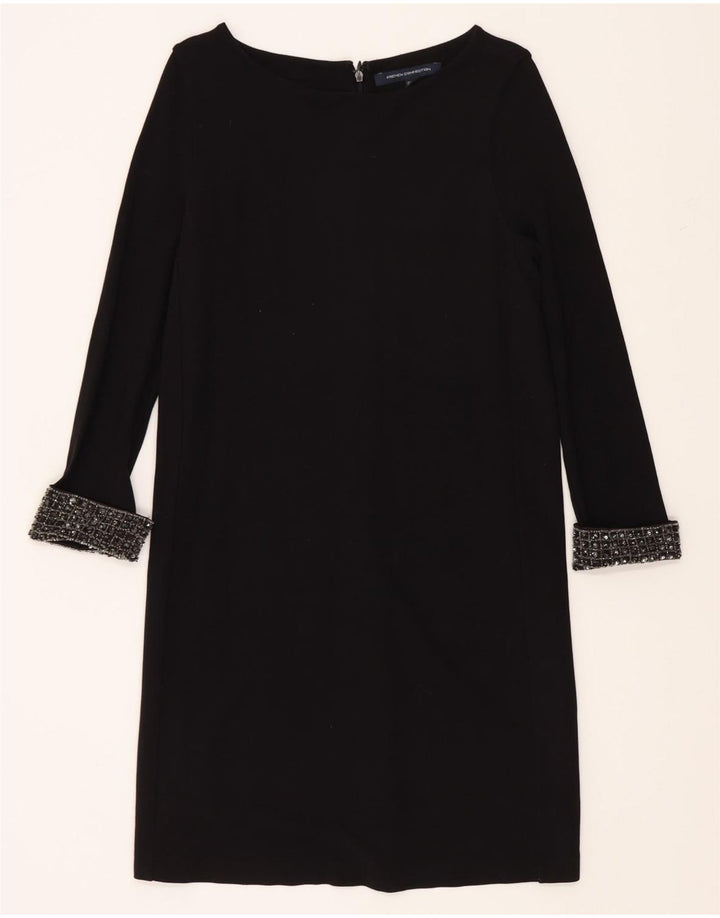 French Connection Womens Long Sleeve Shift Dress UK 12 Medium Black Viscose