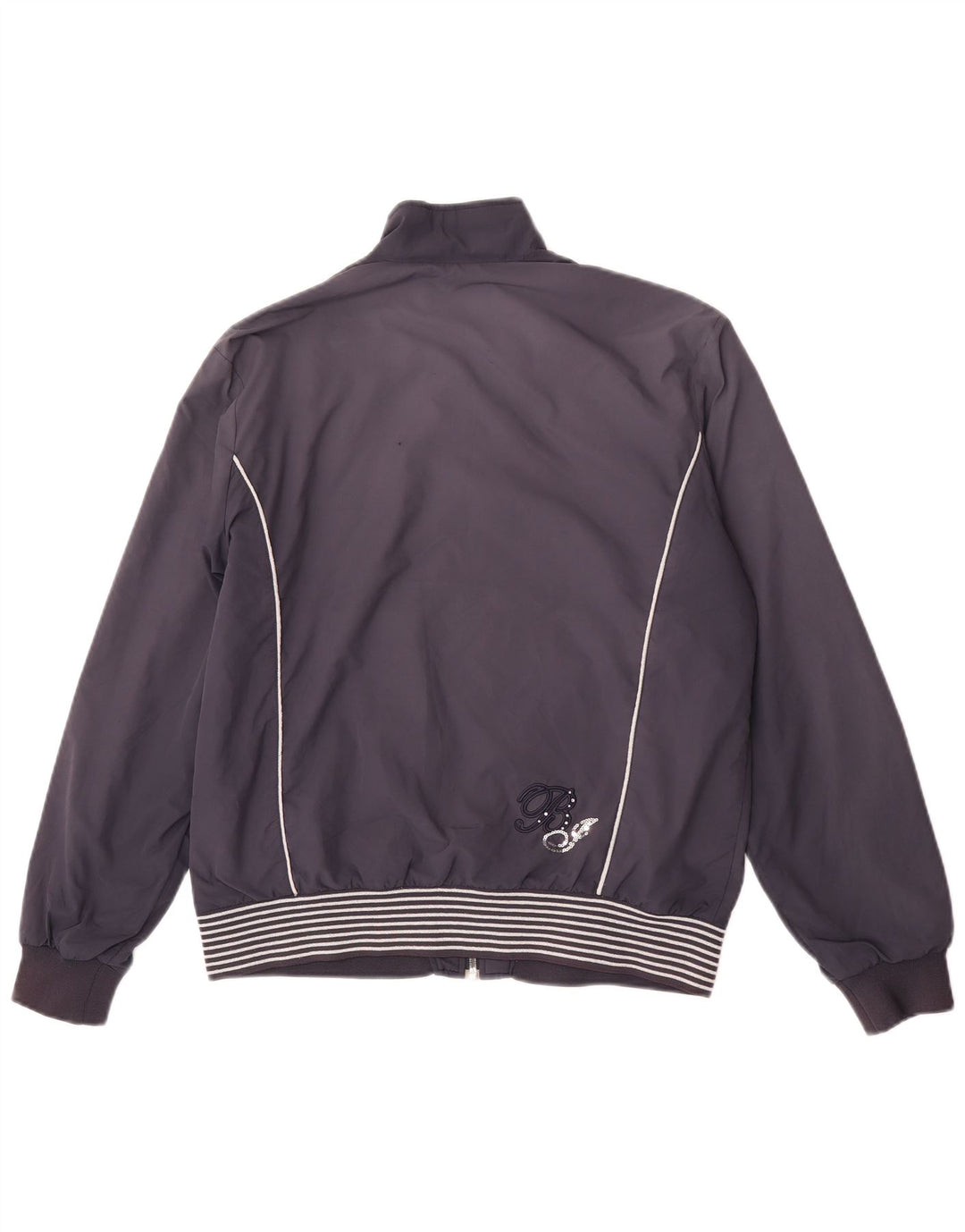 Fila Womens Bomber Jacket UK 18 XL Navy Blue Striped Polyester