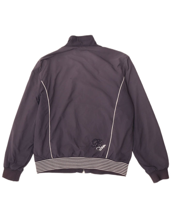 Fila Womens Bomber Jacket UK 18 XL Navy Blue Striped Polyester