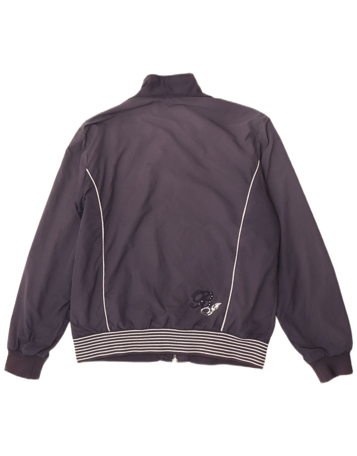 Fila Womens Bomber Jacket UK 18 XL Navy Blue Striped Polyester