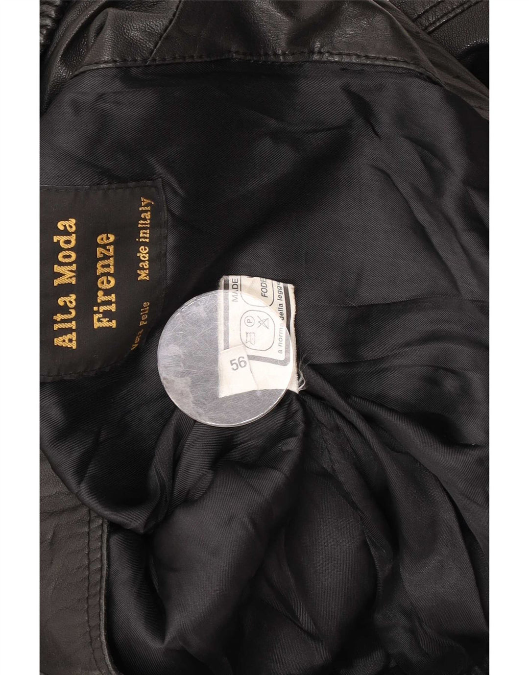 Alta Moda Firenze Mens Leather Jacket IT 56 3XL Black